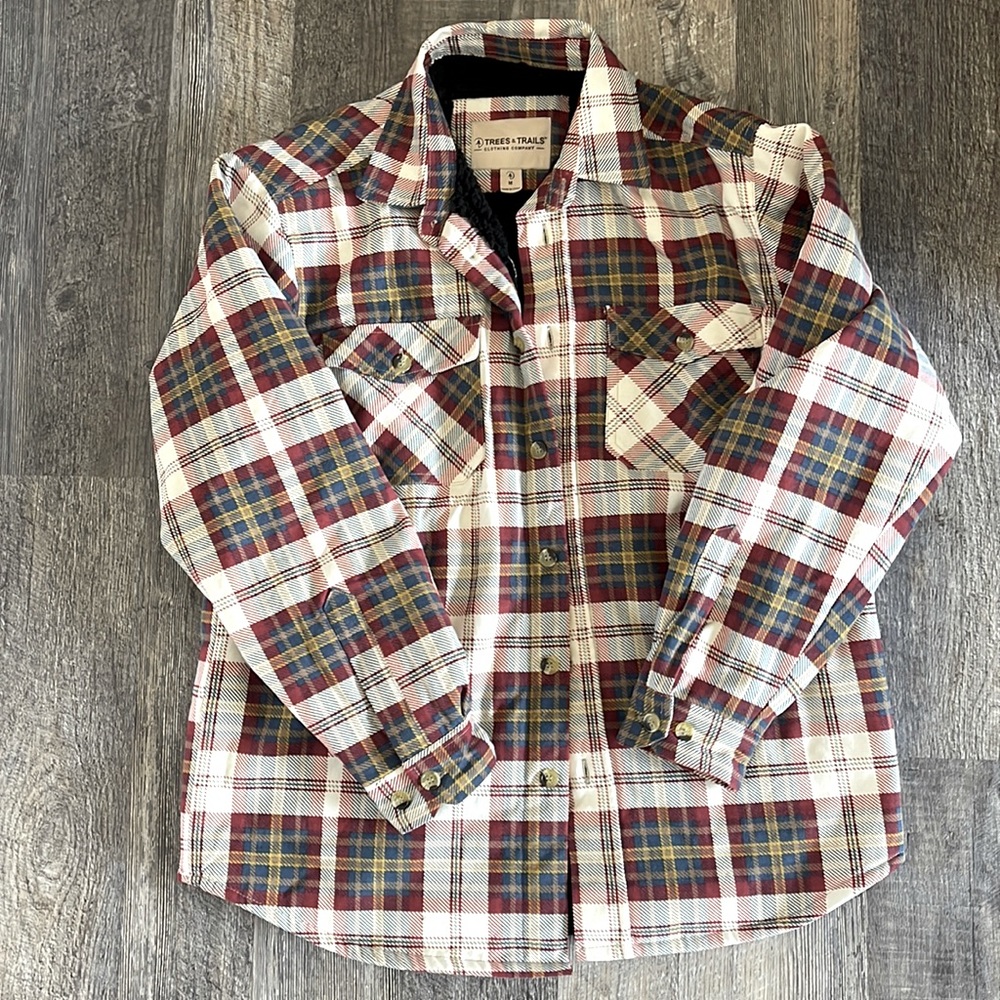 WOMANS/GIRLS M Trees and Trails Flannel Sherpa Jacket